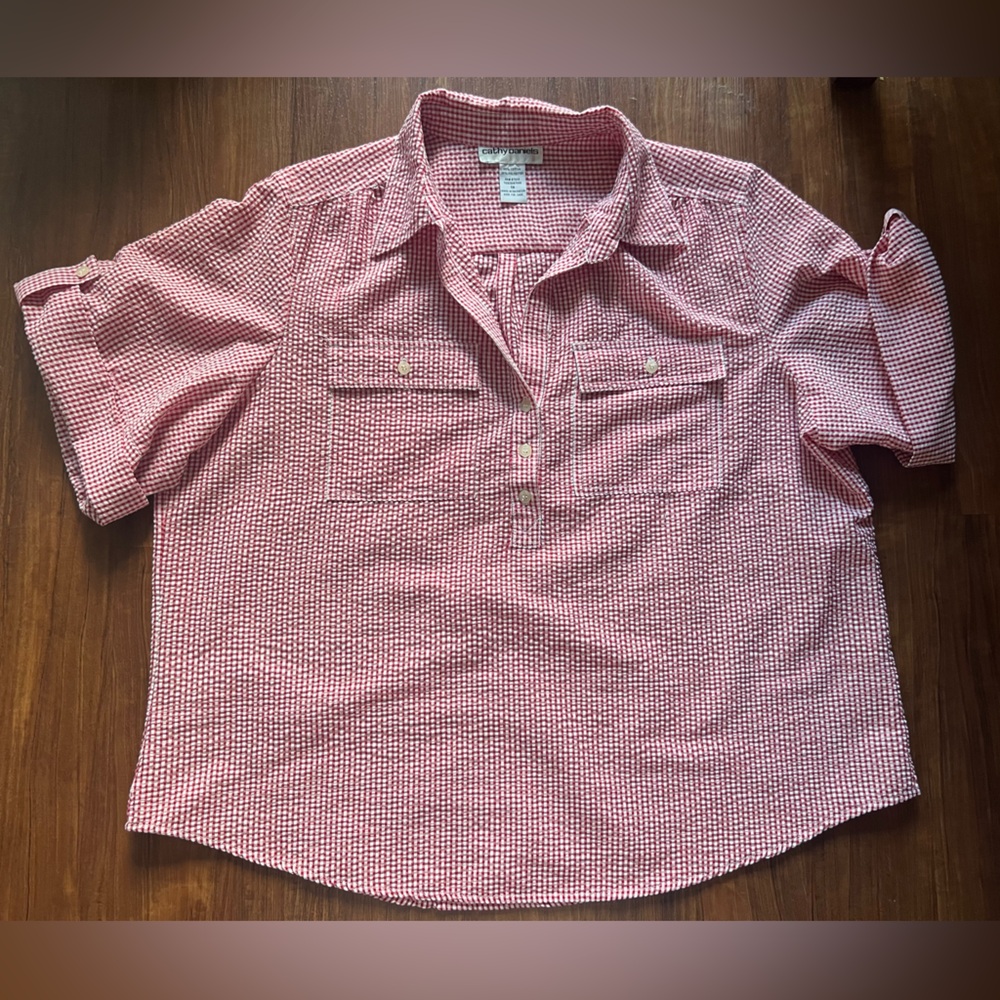 Vintage Red Checkered Seersucker Shirt